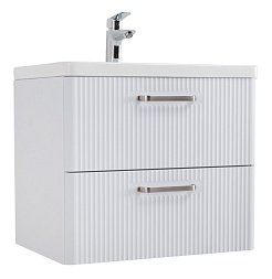 BelBagno Тумба с раковиной Due 50 подвесная Bianco Lucido ручки Матовый атласный никель – фотография-1