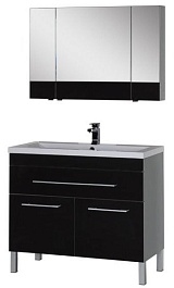 Aquanet Мебель для ванной Верона 100 черная, с ящиком, напольная (230321) – фотография-1