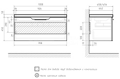 Equil Тумба с раковиной Mirage 100 1 ящик подвесная графит софт – фотография-7