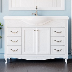 ValenHouse Тумба с раковиной Эллина 120 белая, фурнитура хром – фотография-1