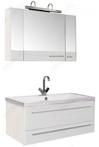 Aquanet Зеркальный шкаф "Нота 100" камерино белый – фотография-2