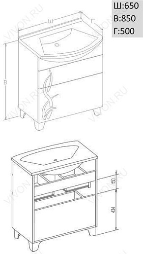 Opadiris Мебель для ванной "Флора 65" – фотография-2