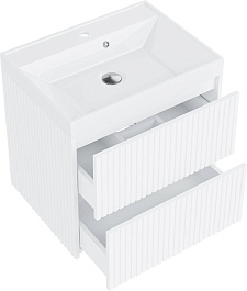 Vivon Тумба под раковину Kristi 60 подвесная белая матовая рифленая – фотография-3