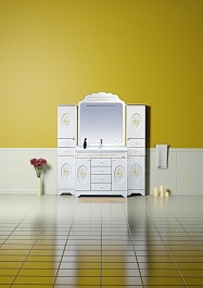 Misty Пенал для ванной Milano 35 белый патина/декор R – фотография-2