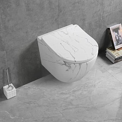 Ceruttispa Унитаз подвесной Sella Aria Tornado MMW CT9532 мрамор белый матовый – фотография-4