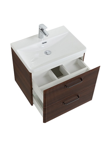 BelBagno Тумба с раковиной Due 50 подвесная Noce ручки Матовый тёмный никель – картинка-11