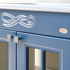 Атолл Мебель для ванной Милана синяя/патина серебро – фотография-2