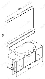 Бриклаер Зеркало для ванной "Куба 120" венге – фотография-4