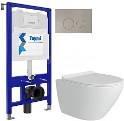 Teymi Унитаз подвесной Lina Pro T40112 с инсталляцией Aina T70011 с кнопкой Lina T70104 – фотография-1