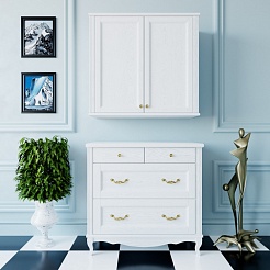 ValenHouse Шкаф подвесной Лиора 90 белый, фурнитура золото – фотография-4