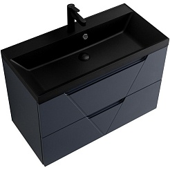 BelBagno Тумба с раковиной Vittoria 90 подвесная Grigio Opaco с раковиной BB900/450-LV-ART-AST-NERO – фотография-2