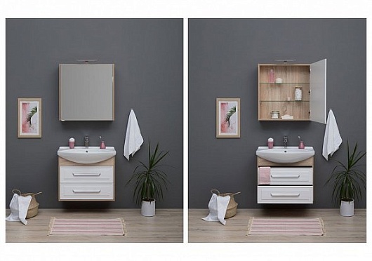 Aquanet Мебель для ванной Остин 75 белая/дуб сонома – картинка-13