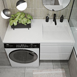 Vivon Тумба под раковину над стиральной машиной Harper 120 подвесная белый глянец – фотография-14