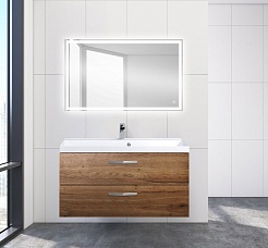 BelBagno Тумба с раковиной AURORA 1000 Rovere Tabacco, ручки хром – фотография-2