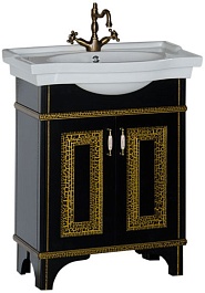 Aquanet Тумба под раковину Валенса 70 черный кракалет/золото – фотография-1