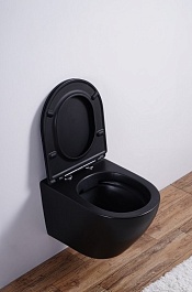 Esbano Унитаз Azalea подвесной безободковый черный матовый – фотография-8