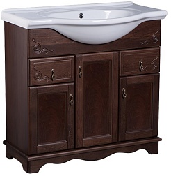 Bas Мебель для ванной Варна 85 орех, глухие дверцы, зеркало – фотография-3