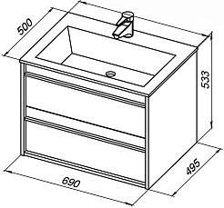 Aquanet Мебель для ванной Lino 70 подвесная дуб веллингтон – фотография-10