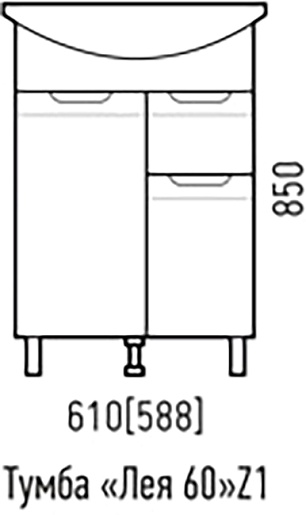 Corozo Тумба с раковиной Лея 60 Z1 белая – картинка-7