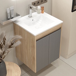 Teymi Тумба с раковиной Netta 50 подвесная дуб/графит – фотография-4