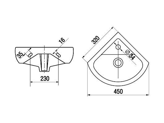 Керамин Умывальник угловой Сити 45 – фотография-2