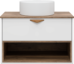 Brevita Тумба с раковиной Bergen 80 подвесная дуб галифакс олово/белая – фотография-2