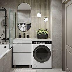 Vivon Тумба с раковиной под стиральную машину Harper 120L напольная белый глянец – фотография-3