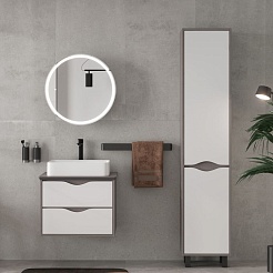 Equil Шкаф пенал Smile 40 напольный лен антрацит/графит – фотография-3