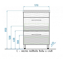 Style Line Тумба с раковиной Ассоль 60 Люкс техно платина Plus	 – фотография-4