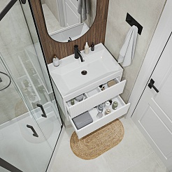 Vivon Тумба с раковиной Kristi 70 подвесная белая матовая рифленая – фотография-11