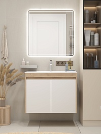 Teymi Тумба с раковиной Netta 80 подвесная дуб/белый – фотография-10