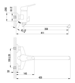 Lemark Смеситель универсальный "Luna LM4151C" – фотография-2
