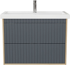 Onika Тумба с раковиной Дайлер 80 подвесная графит/дуб сонома – фотография-3