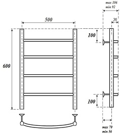 Point Полотенцесушитель электрический П4 500x600 PN04156E хром – фотография-4