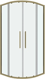 Grossman  Душевой уголок Cosmo 100x100x195 четверть круга профиль золото сатин стекло прозрачное – фотография-1