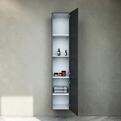 Am.Pm Шкаф пенал для ванной Gem 30 R подвесной черный матовый – фотография-5