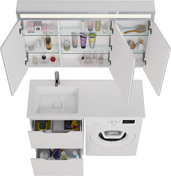 Dreja Мебель для ванной Bona 120 L под стиральную машину белая – фотография-6