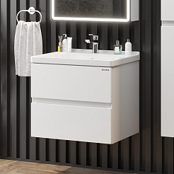 Onika Тумба с раковиной Эвада 60 подвесная белая – фотография-5