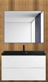 BelBagno Мебель для ванной Vittoria 100 Bianco Lucido с раковиной BB1000/450-LV-ART-AST-NERO – фотография-1