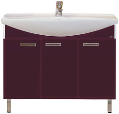 Misty Тумба с раковиной Джулия 105 прямая бордовая – фотография-1