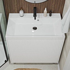 Vivon Тумба с раковиной Kristi 80 белая матовая рифленая – фотография-3