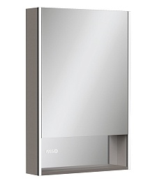 Equil Зеркальный шкаф Ferro 60 R с часами лен антрацит – фотография-1