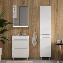 Equil Тумба с раковиной Corner 60 2 ящика напольная белая – фотография-7