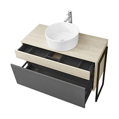 Акватон Мебель для ванной Лофт Урбан 100 графит\орегон, Мила круглая – фотография-7