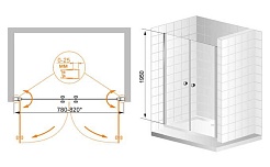 Cezares Душевая дверь в нишу ELENA-W-B-2-80-P-Cr – фотография-6