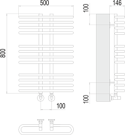 Terminus Полотенцесушитель водяной Сахара П12 500x800 хром – фотография-3