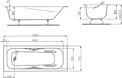 Maroni Ванна чугунная Colombo 1600x750 с ручками (445972) – фотография-4