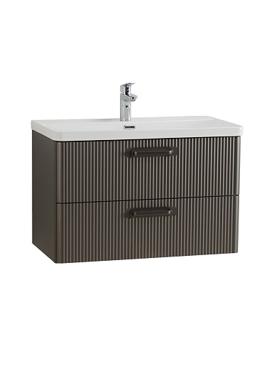 BelBagno Тумба с раковиной Due 80 подвесная Оружейная сталь ручки Матовый тёмный никель – картинка-7