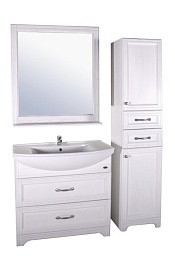 ASB-Woodline Тумба с раковиной Берта 85, массив ясеня, белый/патина серебро – фотография-3