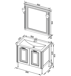 Aquanet Мебель для ванной Паола 90 белая/патина золото (187844) – фотография-6
